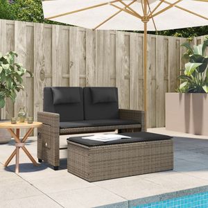 Banc de patio inclinable en poly rotin gris avec coussins - Product Image 3