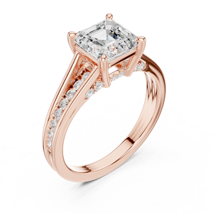 แหวนเพชรทรง Tressa Split Shank  มีจำหน่ายในทองคำโรสโกลด์ 14K คุณภาพเยี่ยม แหวนเพชรเม็ดเดี่ยวสุดหรู พร้อมเพชรทรง Asscher Cut เพาะเลี้ยงในห้องปฏิบัติการ - Product Image 5
