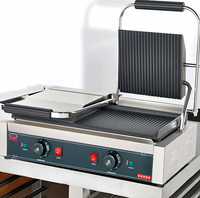 Grill Panini Électrique Numérique Double Plaque en Acier Inoxydable Haute Performance pour Cuisine Professionnelle et Domestique, Prêt à l'emploi
