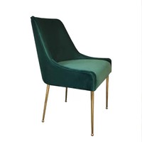 Chaise de salle à manger de luxe en velours vert, pieds en métal doré, style moderne, pour maison, cuisine, hôtel, mobilier de salle à manger, vente en gros