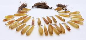 AAA Natural Brown Yellow Chalcedony Faceted Long Tear Shape Briolette Gemstone Drop <b>Beads</b> Calcy <b>Beads</b> Strand For Jewelry Making - Product Image 6