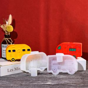Car Bus Candlestick Aromatherapy Candle Holder Gypsum <b>Resin</b> Candle <b>Silicone</b> <b>Mold</b> - Product Image 3