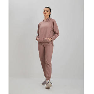 Custom Women’s Dusty Pink Tracksuit <b>Set</b> Sweatshirt <b>Jogger</b> Pants <b>Matching</b> Casual Sportswear Two Piece Outfit - Product Image 1