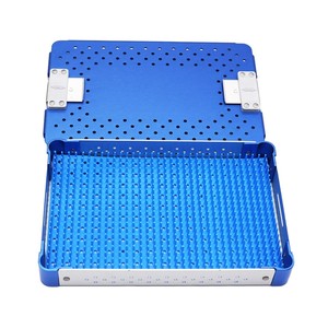 Aluminum Sterilization <b>Box</b> with Silicone Mat & <b>Locking</b> Lid for Surgical Instruments 9.1" L × 5.9" W × 2.1" H(Blue) - Product Image 1