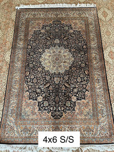 Alfombras persas turcas Alfombra lavable floral de seda anudada a mano para sala de estar DE LA India - Product Image 3