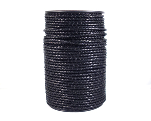 Black Flat Braided <b>Leather</b> Cord Jewelry Findings for <b>Bracelet</b> Making Sustainable Craft Supply - Product Image 1