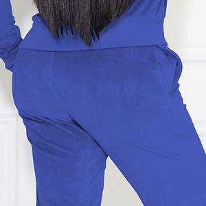Best Quality <b>Women's</b> Pink Velvet <b>Tracksuit</b> Full Sleeve Hooded Casual Solid Color Side Pockets Drawstring Closure Autumn Wear - Product Image 4