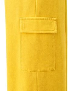 Pantalones Deportivos Cargo de Pierna Ancha Color Amarillo Mostaza para Mujer, Cintura Elástica, Pantalones Casuales de Felpa, Corte Holgado, Ropa Urbana, Cómodos para Invierno - Product Image 4