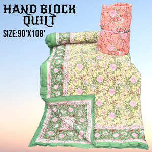 Edredón de algodón de primera calidad hecho a mano con estampados de bloques duradero lavable elegante e ideal para el almacenamiento de bodas o hogares sostenibles. - Product Image 4