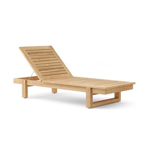 Tumbona Moderna de Teca para Exteriores con Cojín de Olefina Resistente a los Rayos UV, Diseño sin Brazos para Uso en Patio - Product Image 4