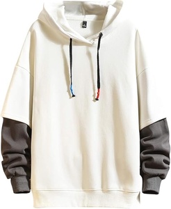 เสื้อฮู้ดสีน้ำเงินกรมท่าสำหรับผู้ชาย ทรงโอเวอร์ไซส์ แขนปกติ สีพื้น เรียบง่าย สไตล์ลำลอง สำหรับฤดูใบไม้ร่วง ผ้าเฟรนช์เทอร์รี่ถัก โพลีเอสเตอร์ - Product Image 2