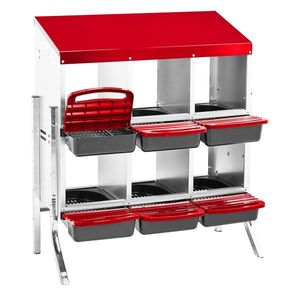 Nido per Galline a 6 Scomparti da Parete, Facile Raccolta delle Uova, Scatola per Allevamento Polli, Posatoio per Deposizione Uova - Product Image 1