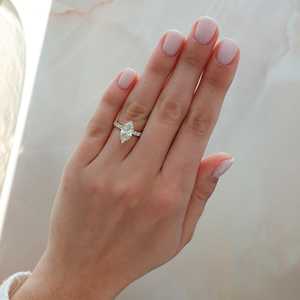 Anillos de Compromiso de Diamantes de Oro Sólido de 14k y 18k, Corte Marquesa de 2 Ct, Diamantes Cultivados en Laboratorio de 1.75mm, Banda Nupcial con Pavé, Joyería Fina al por Mayor - Product Image 4