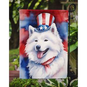 Samoyedo patriótico americano Multicolor jardín bandera buzón decorativo patio bandera Banner para Patio ilustraciones para camas de flores jardines - Product Image 3