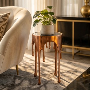 Mesa de Centro Moderna Minimalista con Diseño de Goteo, Mueble Decorativo de Metal para Sala de Estar Contemporánea - Product Image 3