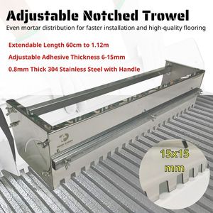 Stainless steel adhesive spreader <b>Tile</b> <b>leveling</b> notched trowel Adjustable length trowel 500-1100mm - Product Image 2