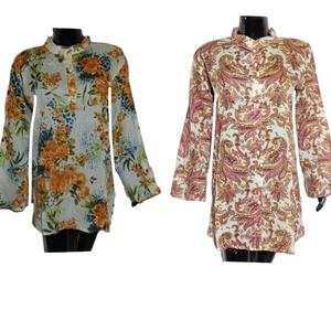 SK NOOR and SONS PRESENTS Patrón floral Diseñador Señoras Top Tela de algodón Calidad de exportación transpirable con decoración de botones - Product Image 1