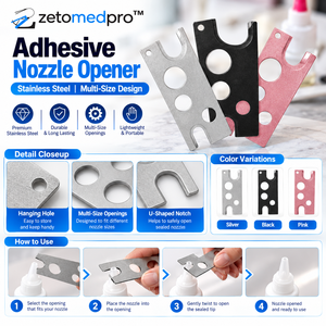 Ouvre-bouteille adhésif en acier inoxydable personnalisé, outil de précision pour ouvrir les flacons de colle, outil d'extension de cils, ZETOMEDPRO - Product Image 2