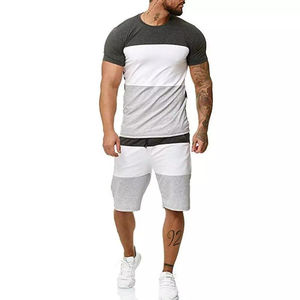 Conjunto de pantalones cortos de verano para hombre al por mayor, 100% algodón, conjunto de pantalones cortos deportivos, diseño personalizado, impresión de logotipo, conjunto de pantalones cortos y camiseta para hombre - Product Image 1
