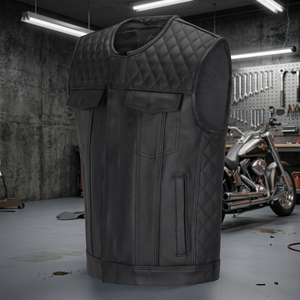 Material Comfortable Fit Biker Casual Outdoor Wear OEM Custom <b>Men</b> <b>Leather</b> <b>Vest</b> PU <b>Leather</b> Waistcoat Zip Front Durable - Product Image 6