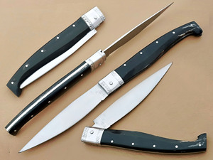 Couteau à pattada artisanal en acier inoxydable avec manche en corne de taureau, fabrication OEM acceptée, lame ultra-affûtée avec étui en cuir - Product Image 1