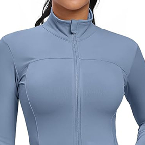 Women Premium 3-Piece Gym <b>Workout</b> Set Breathable Elastic Waist Printed Leggings Sports Bra <b>Long</b> <b>Sleeve</b> Yoga Jacket Front - Product Image 4
