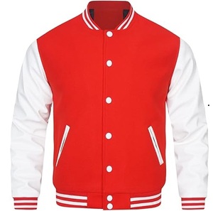 Best Selling Men 100% Wool <b>Red</b> Color Coated Custom Logo Button Knitted Customizable Varsity <b>Jacket</b> Chenille Varsity <b>Jackets</b> - Product Image 1