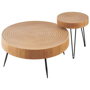 Set di 2 tavolini da caffè rotondi industriali fatti a mano, 31,3 pollici, facili da montare, tavolini laterali e d'appoggio - Product Image 1