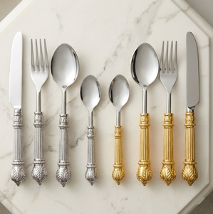 Premium Handcrafted Decorative Metal Cutlery 4-Piece/8-Piece Luxury Spoon Fork and Knife Set <b>Flatware</b> for Fine Dining - Product Image 3