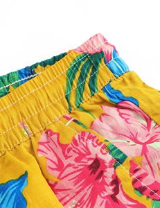 Men Quick Dry <b>Shorts</b> Tropical Print Elastic Waist Drawstring Beach Summer Casual Holiday Colorful White top mens summer beach - Product Image 4