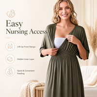 Robe de maternité OEM/ODM, chemise de nuit d'allaitement, vêtement de nuit respirant sans armatures, noir, vert foncé, taille XL