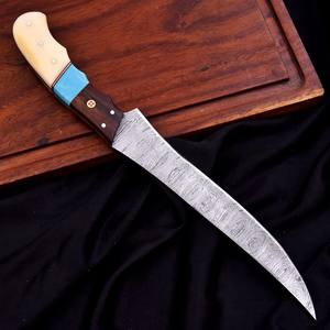 Nordic Forge Damascus Steel Fillet <b>Knife</b> with Leather <b>Sheath</b> Handmade Forged High Hardness Extra Sharp Durable Kitchen <b>Knife</b> - Product Image 3