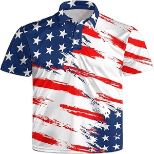T-shirt sportif personnalisé avec drapeau américain, tricoté, en Spandex/Polyester, 6XL, anti-rides, séchage rapide, respirant, manches courtes, numérique, pour homme - Product Image 1
