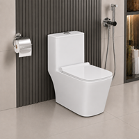 WC monobloc à poser au sol, double chasse, siphon à jet carré en céramique, siphon en S 305 mm, minimaliste