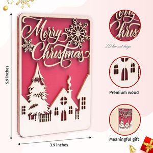 Biglietto d'Auguri Natalizio in Legno Fatto a Mano 2025, Decorazione Festiva in Legno Intagliato al Laser per Albero di Natale, Ornamento Unico a Forma di Palla - Product Image 1