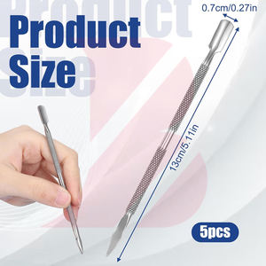 Pousse-cuticules professionnel en acier inoxydable à double extrémité, éliminateur de peaux mortes, nettoyeur d'ongles, outils de manucure et pédicure - Product Image 2