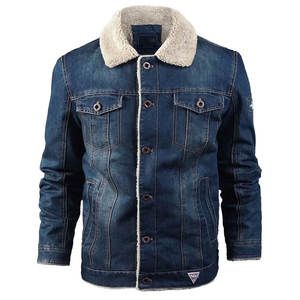 Chaqueta Vaquera Resistente Estilo Vintage con Estampado a Rayas y Detalle de Encaje, Estilo Dulce, Chaqueta de Invierno para Hombre, Cálida, con Logotipo Personalizado - Product Image 1