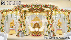 Magnifique Mandap Jodha Akbar au thème Grand Golden, décoration Haveli en bois époustouflante pour mariages indiens, Édition 2026, Événement Australie - Product Image 4