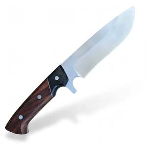 Cuchillo utilitario artesanal de acero con alto contenido de carbono para uso en exteriores, mango de palisandro natural con refuerzo de micarta negra - Product Image 6