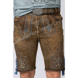 Pantalones Cortos de Cuero Genuino de Vacuno de Alta Calidad para Hombre, Estilo Bávaro, Oktoberfest, Color Marrón Antiguo, 100% Cuero Genuino de Vacuno - Product Image 2