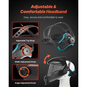 Casco per saldatura auto-oscurante con 4 sensori ad arco, 10x9,5 cm, a colori reali, alimentato a energia solare, maschera per saldatore con gradazione 1/1/1/1 a copertura ampia - Product Image 5