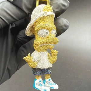 สร้อยคอชุบทองคำสีเหลืองประกายระยิบระยับสำหรับทุกเพศ ประดับเพชรโมอิสซาไนต์ จี้ฮิปฮอป ทำจากเงินแท้ 925 - Product Image 1