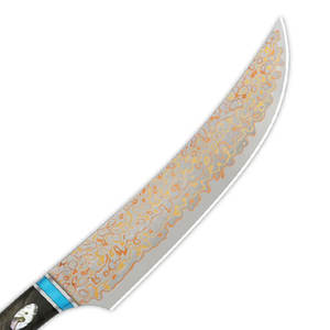 Cuchillo de Cocina Estilo Carnicero con Hoja Curva y Patrón de Damasco en Cobre, Mango Decorativo, Cuchillo Profesional para Preparación de Alimentos - Product Image 5