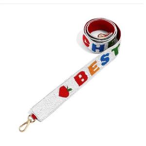 Correa de bolso ovalada bordada con cuentas blancas para bolso de mano, bolso tipo tote, bolso bandolera, correa personalizada, cinturón para bolso, artículo decorativo estilo bohemio. - Product Image 6