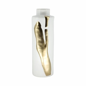Jarrón de Metal Contemporáneo para Mesa con Diseño de Hojas Doradas Hecho a Mano para Decoración Moderna del Hogar - Product Image 1