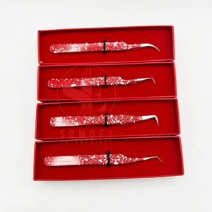 Meilleurs embouts professionnels durables en fibre d'acier inoxydable ensemble de pinces à épiler extension de cils cils à 45/90 degrés longueur 10mm personnalisé - Product Image 6