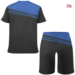 สินค้าขายดีมาใหม่ เสื้อยืดแขนสั้นและกางเกงขาสั้นชุดคู่สำหรับผู้ชาย สีตัดกัน ชุดคู่สำหรับผู้ใหญ่ - Product Image 3
