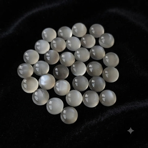 Piedra lunar gris natural AAA, forma redonda, cabujón, parte trasera plana, piedra preciosa suelta para la fabricación de joyas - Product Image 2