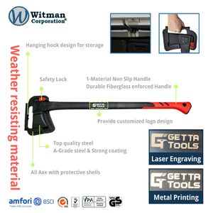 92cm Professional Splitting Axe Pro XL Securely Fixed Grade-A Carbon Steel Head Aggressive <b>Cutting</b> Angle Anti-Shock Maul - Product Image 4