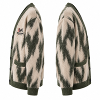 Pull à col rond pour femme Iron Mark Industry, tricoté avec poches et boutons, style décontracté automne-hiver, nylon/acrylique, motif géométrique